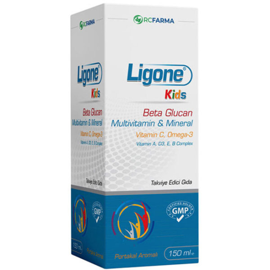 Ligone Kids Şurup 150 ml portakal aromalı çocuk şurubu Beta Glukan 50 mg Omega-3 balık yağı 200 mg- 1