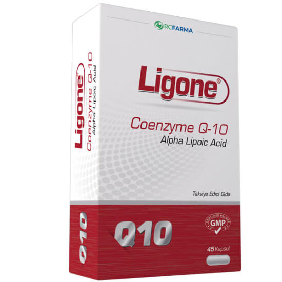 Ligone Koenzim Q10 45 kapsül gıda takviyesi 100 mg Koenzim Q10 100 mg Alfa Lipoik Asit 11 mg Vitamin E- 1