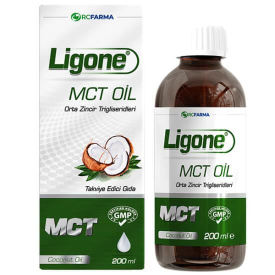 Ligone MCT Oil 200 ml %99 MCT sıvı yağ 5000 mg MCT C8 %60 C10 %40 cam şişe- 1