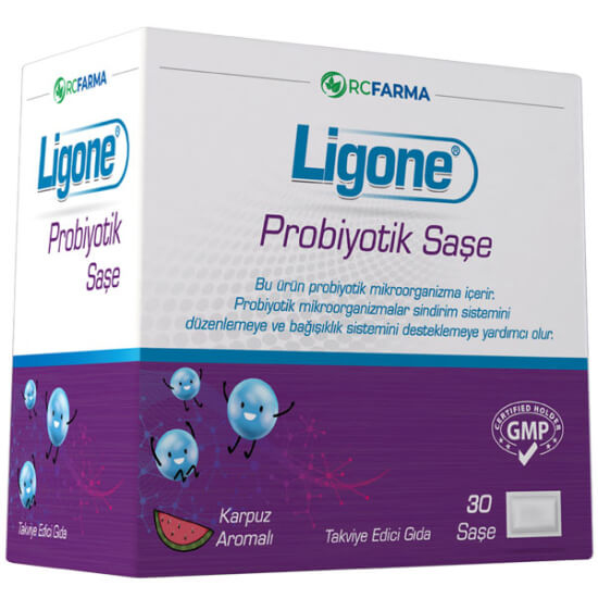 Ligone Probiyotik 30 şase toz form probiyotik 10 milyar CFU 500 mg inülin 500 IU D3 L. rhamnosus ve B. lactis- 1
