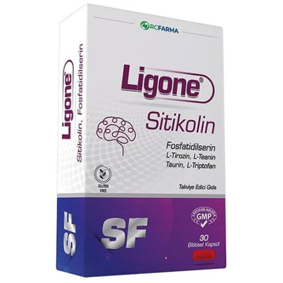 Ligone Sitikolin 30 bitkisel kapsül 150 mg sitikolin 100 mg fosfatidilserin L-tirozin L-teanin taurin ginkgo B6 B12- 1