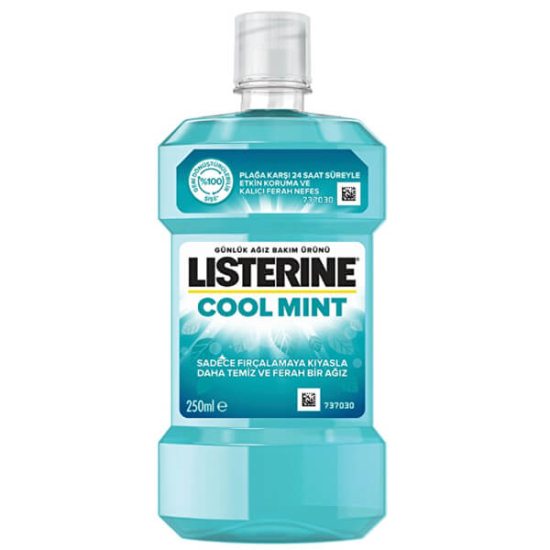 Listerine Cool Mint nane aromalı ağız gargarası 250 ml şişe mentol okaliptol timol ve metil salisilat içerir- 1