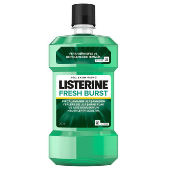 Listerine Fresh Burst 250 ml nane aromalı ağız gargarası, etanol, mentol, timol, ökaliptol, metil salisilat içerir- 1