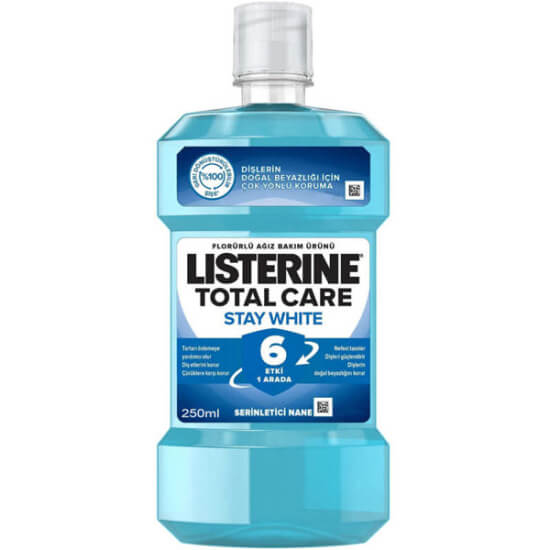 Listerine Total Care Stay White 250 ml ağız gargarası, dişlerin doğal beyazlığını korur, nefesi tazeler, plak önler- 1