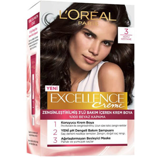  Loreal Paris Excellence Creme Saç Boyası Koyu Kestane 3 - 1