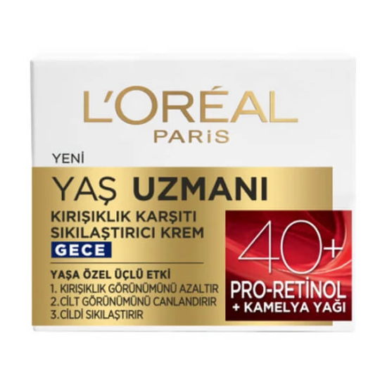 Loreal Paris Yaş Uzmanı kırışıklık karşıtı sıkılaştırıcı gece kremi 50 ml retinol içerikli kırışıklık azaltır- 1