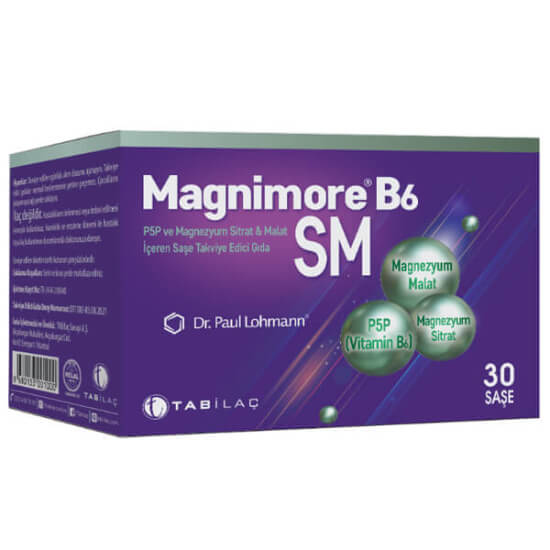 Magnimore B6 SM 30 saşe magnezyum takviyesi 30 saşe 250 mg magnezyum malat sitrat ve 10 mg B6 vitamini- 1