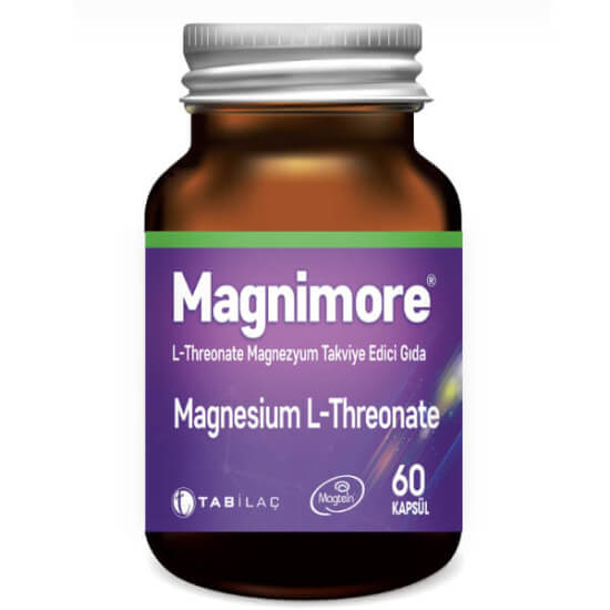 Magnimore Magnesium L Threonate 60 kapsül Magtein bitkisel magnezyum takviyesi 2001 mg L-treonat 144 mg magnezyum- 1
