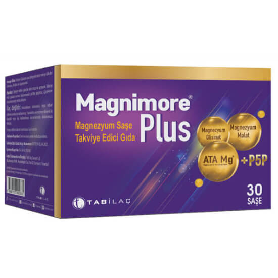 Magnimore Plus 30 saşe magnezyum 210 mg ATA-Mg bisglisinat malat 70 mg + vitamin B6 P5P 10 mg takviye- 1