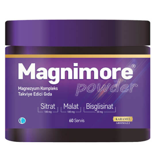 Magnimore Powder 60 servis toz magnezyum takviyesi 250 mg elementel magnezyum karamel aromalı 118 g- 1