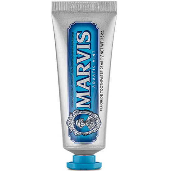 Marvis Aquatic Mint diş macunu 25 ml, ferah nane aromalı, tartar ve plak oluşumunu azaltmaya yardımcı mini tüp- 1