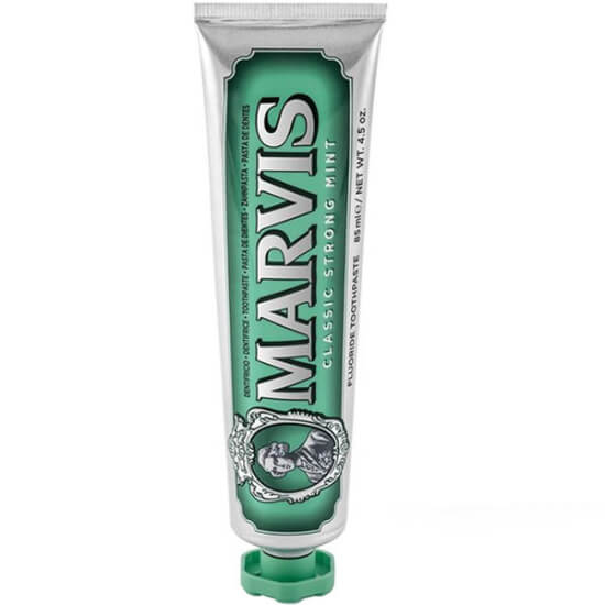 Marvis Classic Strong Mint 85 ml diş macunu tüpü, yoğun nane aromalı, plak ve tartar oluşumunu önlemeye yardımcı- 1
