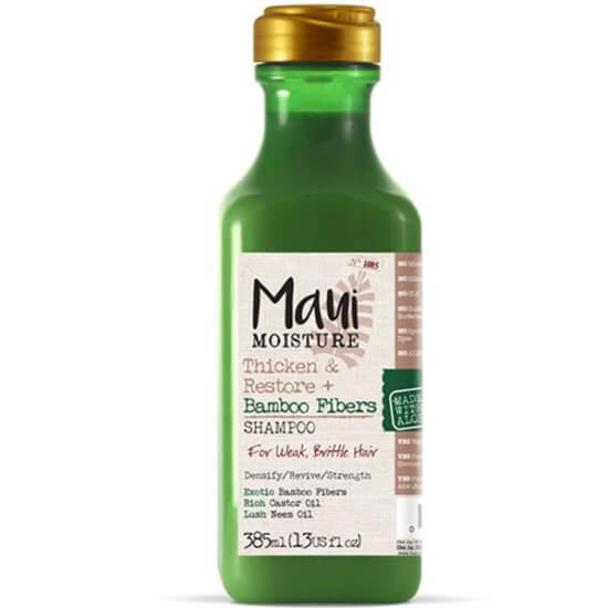 Maui Bamboo Fibers Şampuan 385 ml sülfatsız, bambu lifleri hint yağı neem yağı ve %100 aloe suyu içeren bakım şampuanı- 1