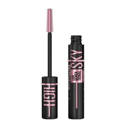 Maybelline New York Lash Sensational Sky High Cosmic Black maskara, esnek fırça, uzun ve hacimli kirpik, yoğun siyah etki- 1