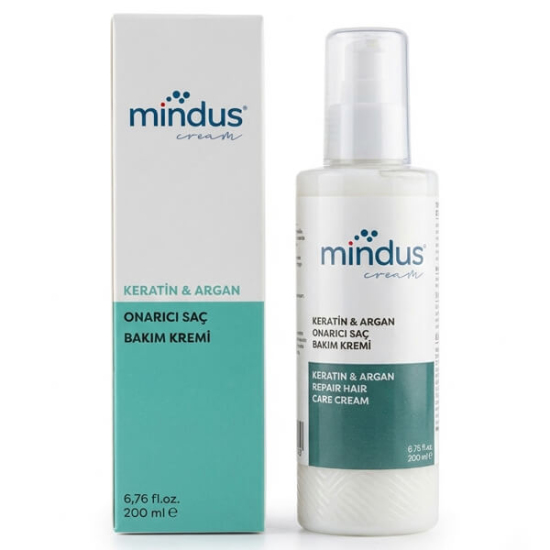  Mindus Keratin & Argan Onarıcı Saç Bakım Kremi 200 ml - 1