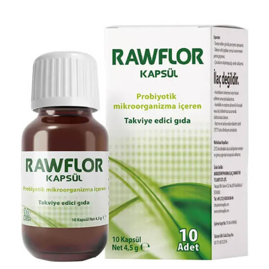 Miraderm Rawflor Probiyotik 10 kapsül, probiyotik gıda takviyesi, kutu ambalaj ürün görseli- 1