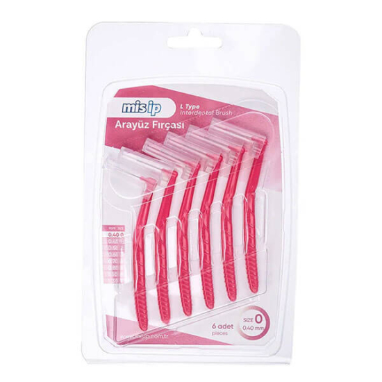  Misip Arayüz Fırçası 0,4 mm Pembe L Tip 6’lı - 1