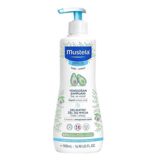 Mustela Gentle Cleansing Gel 500 ml yenidoğan şampuanı bebek ve çocuk saç derisi ve vücut için nazik temizleyici göz yakmaz- 1