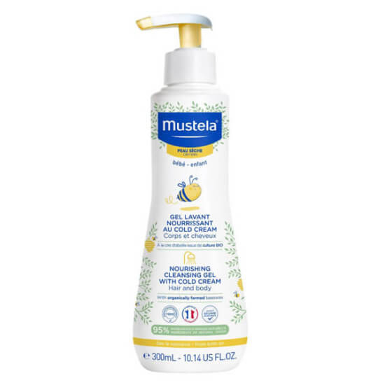 Mustela Cold Cream içeren besleyici temizleme jeli 300 ml bebek çocuk saç ve vücut şampuanı kuru ciltler için- 1