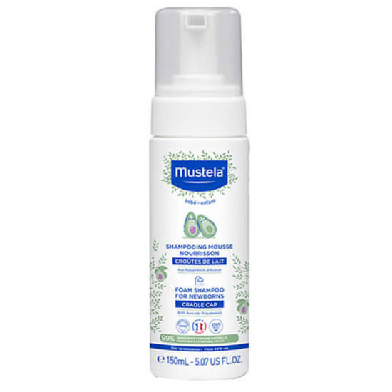 Mustela yenidoğan köpük şampuanı 150 ml, göz yakmayan, pullanma önlemeye yardımcı, nazik bebek saç derisi temizliği- 1