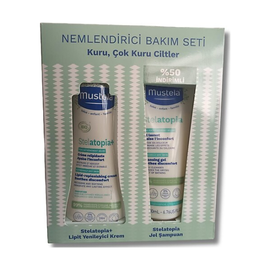Mustela Kofre Lipit Yenileyici Krem Pompalı Şişe 300 ml Stelatopia Şampuan 200 ml - 1