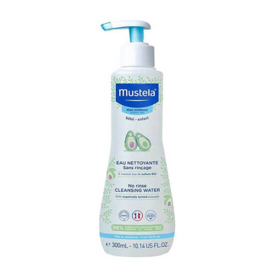 Mustela No Rinse Cleansing Water 300 ml durulama gerektirmez temizleme suyu yenidoğan bebek çocuk yüz ve bez bölgesi- 1