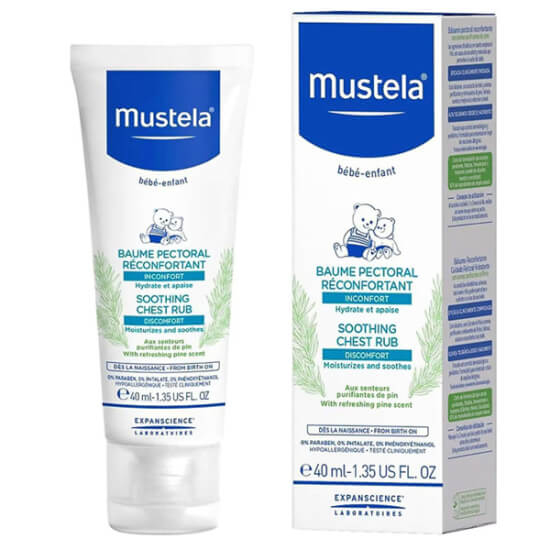 Mustela Soothing Chest Rub 40 ml bebek göğüs kremi, doğumdan itibaren, cildi nemlendirir yatıştırır, masajla uygulanır- 1