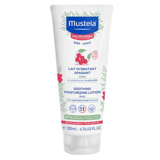 Mustela Soothing Moisturizing Lotion Body 200 ml bebek vücut losyonu, anında uzun süreli nem, kızarıklık azaltma- 1