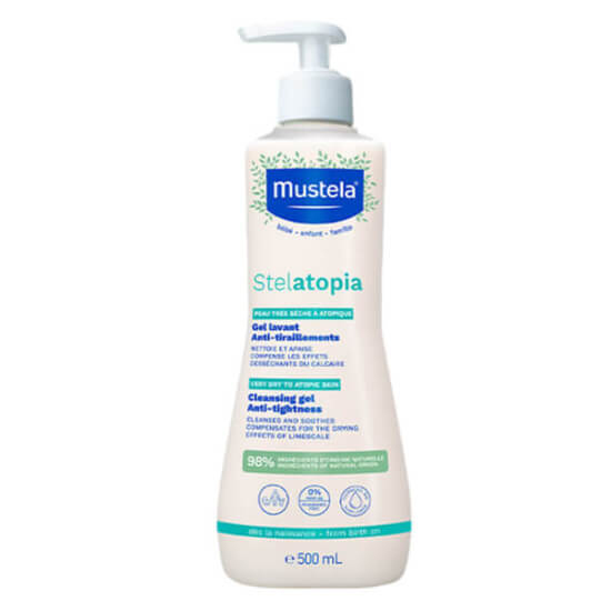 Mustela Stelatopia Cleansing Gel 500 ml kuru cilt için nazik temizleyici jel, yüz saç vücut kullanımı, nemlendirici etki- 1