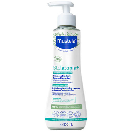 Mustela Stelatopia+ Lipid Replenishing Cream 300 ml pompalı nemlendirici krem %99 doğal kökenli vegan kokusuz- 1