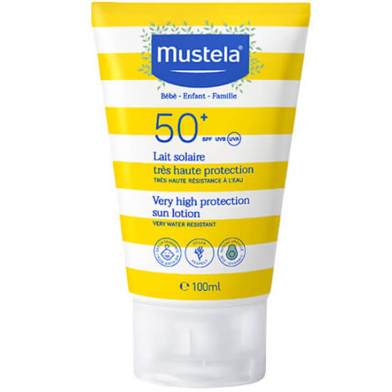 Mustela Very High Protection Sun Lotion SPF 50+ 100 ml bebek çocuk güneş losyonu UVA UVB yüksek koruma suya dayanıklı- 1
