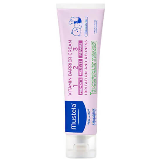 Mustela Vitamin Barrier Cream 1.2.3 pişik kremi 100 ml parfümsüz doğal aktif içerikli hassas ciltlere uygun- 1