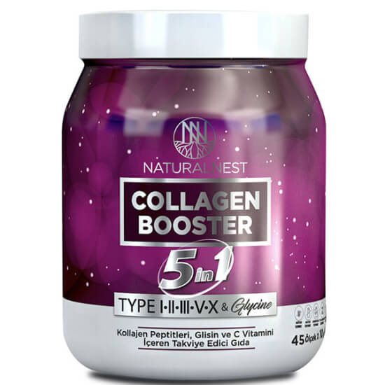 Naturalnest Collagen Booster 5 in 1 kollajen 450 g toz Tip 1-3 8423 mg Tip 2 100 mg glisin 1000 mg C vit 250 mg- 1