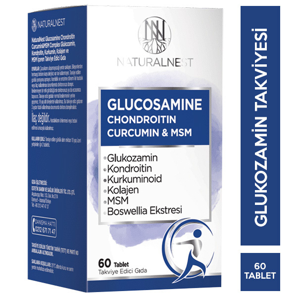 Naturalnest Glucosamine Chondroitin Curcumin MSM 60 Tablet Glukozamin