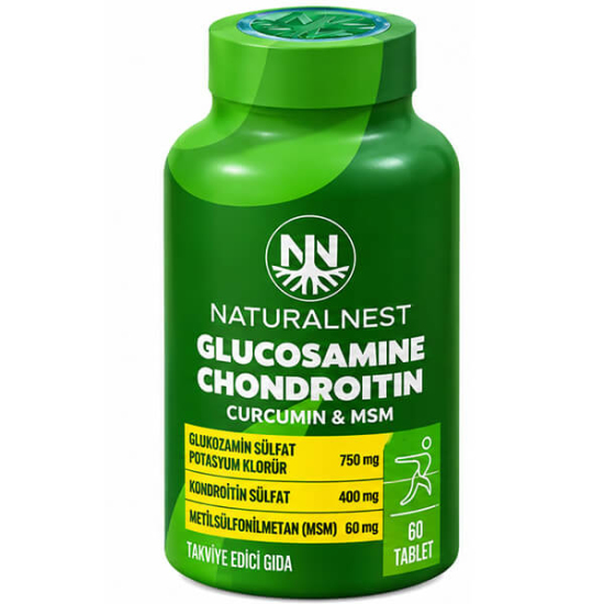 Naturalnest Glucosamine Chondroitin Curcumin MSM 60 tablet 1500 mg glukozamin 800 mg kondroitin boswellia tip II kolajen