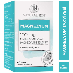 Naturalnest - Naturalnest Magnezyum 100 mg 60 Tablet Magnezyum Malat ve Magnezyum Bisglisinat Naturalnest - Naturalnest Magnezyum 100 mg 60 Tablet Magnezyum Malat ve Magnezyum Bisglisinat