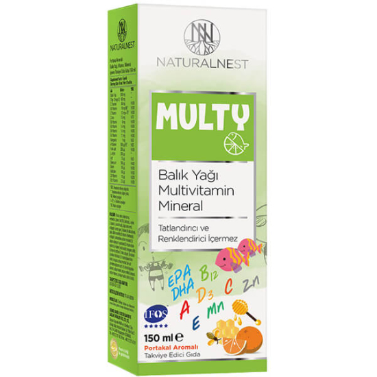 Naturalnest Multy Şurup 150 ml Omega 3 160 mg balık yağı 600 mg D3 10 mcg multivitamin multimineral- 1