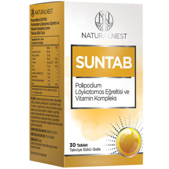 Naturalnest Suntab 30 tablet C vitamini 80 mg çinko 15 mg Löykotomos eğreltisi 240 mg E vitamini 45 mg takviye- 1