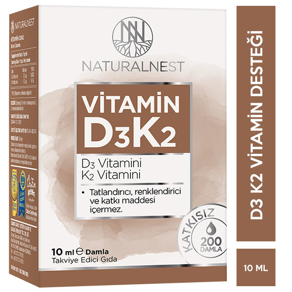 Naturalnest Vitamin D3K2 Damla 10 ML D3 K2 Vitamini