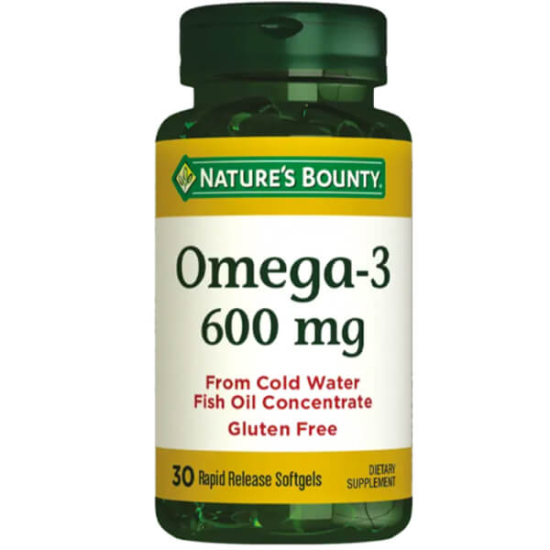 Nature’s Bounty Omega 3 600 mg balık yağı takviyesi, EPA ve DHA destekli, 30 softgel kapsül şişe ambalaj- 1