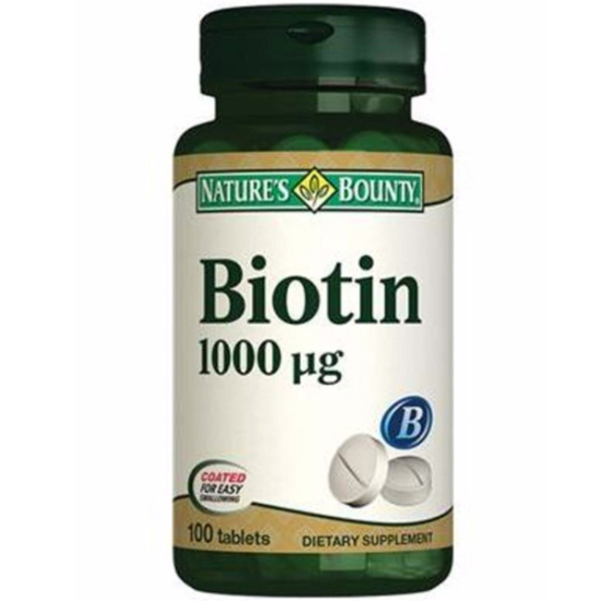 Nature's Bounty Biotin 1000 mcg 100 tablet B7 vitamini biotin gıda takviyesi kolay yutulabilir tablet kutusu- 1
