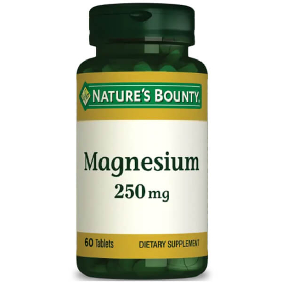 Nature’s Bounty Magnesium 250 mg 60 tablet magnezyum oksit içeren gıda takviyesi şişe kutu ürün görseli- 1