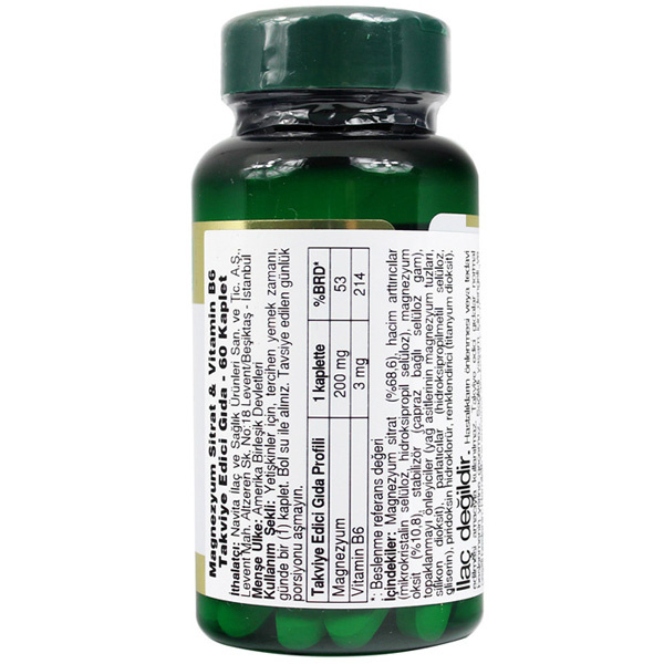 Nature's Bounty Magnesium Citrate Plus Vitamin B6 | Nar Ecza