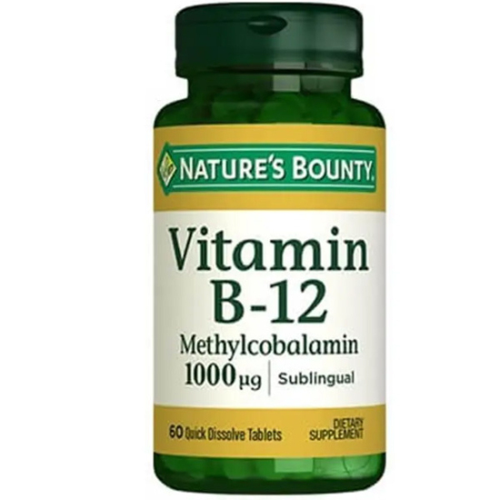 Nature's Bounty Vitamin B12 metilkobalamin 1000 mcg 60 dilaltı tablet takviye edici gıda yetişkinler için günde 1- 1