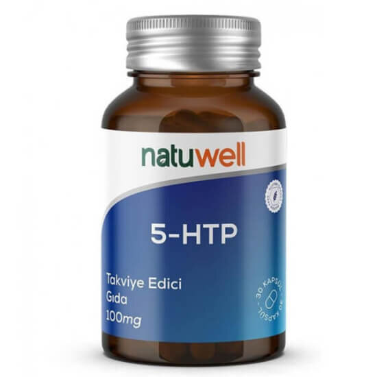 Natuwell 5 HTP 30 kapsül takviye, her kapsülde 100 mg 5-hidroksitriptofan, bitkisel kapsül kabuğu HPMC- 1