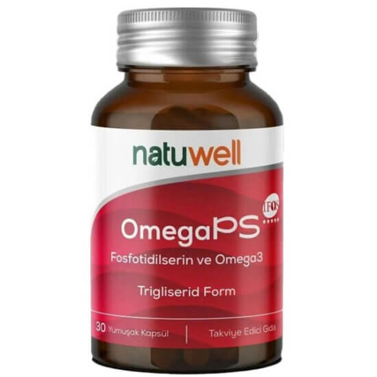 Natuwell Omega PS 30 kapsül balık yağı 1600 mg, Omega-3 1040 mg, EPA 576 mg, DHA 384 mg, fosfotidilserin 300 mg- 1
