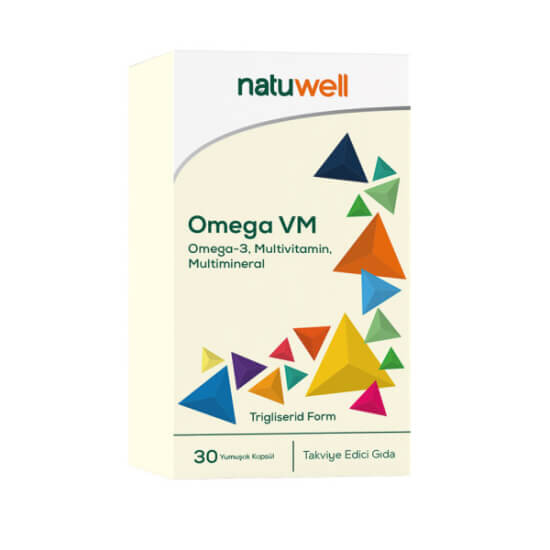 Natuwell Omega VM 30 tablet balık yağı 500 mg omega 3 335 mg DHA 250 mg EPA 50 mg D3 10 µg multivitamin mineral- 1