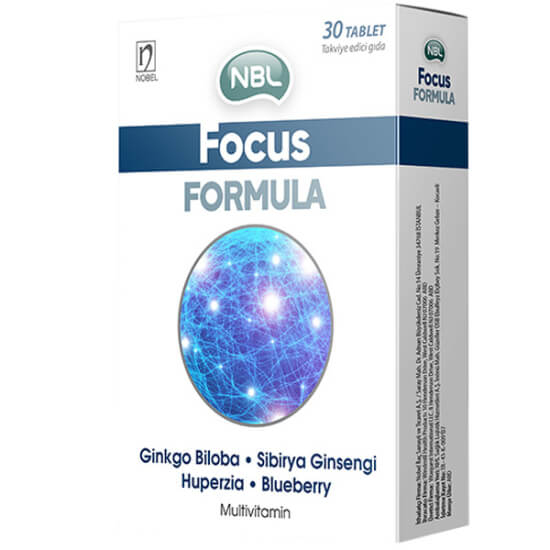 NBL Focus Formula 30 tablet multivitamin kutusu, B6 B12 C vitamini, ginkgo biloba ve sibirya ginsengi içeren takviye- 1