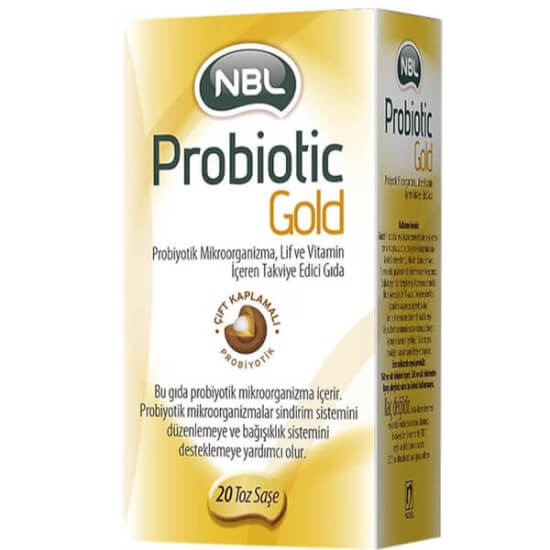 NBL Probiotic Gold 20 stick saşe probiyotik, 2,5 milyar KOB; A C B1 B2 B6 E vitaminleri, 20 stick kutu- 1