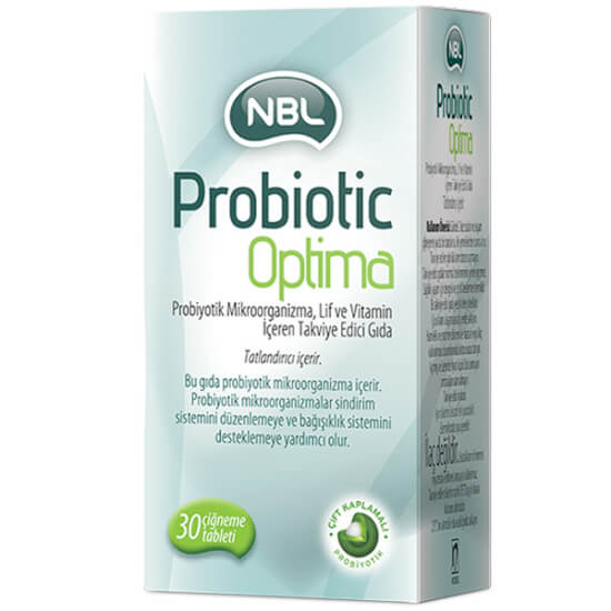 NBL Probiotic Optima çiğneme tablet 30 tablet 3,0 milyar probiyotik 480 mg lif 30 mg C vitamini- 1